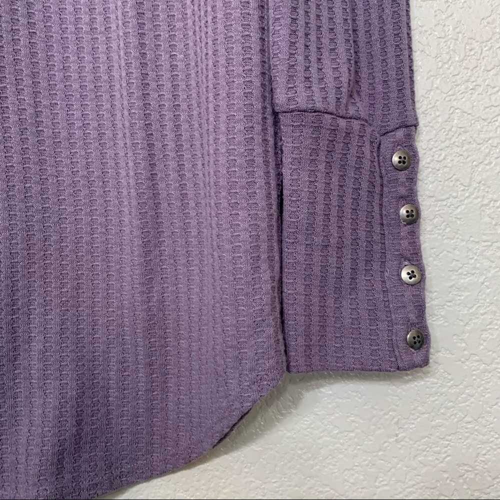 Chaser lavender waffle knit long sleeve thermal button cuff sleeve - Picture 9 of 11